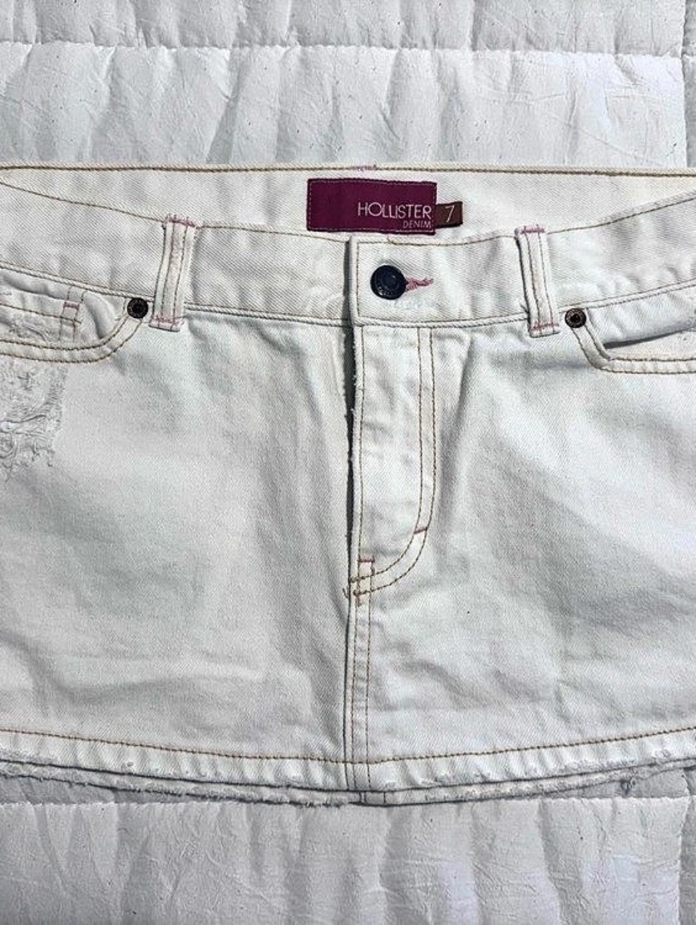Hollister White Denim Mini Skirt